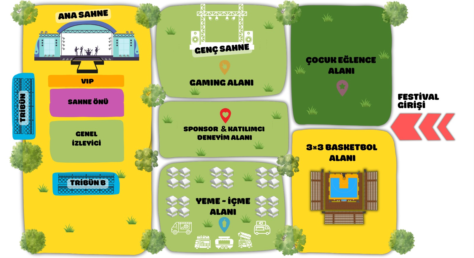 نقشه و پلان سالن Festival Park Yenikapı — کنسرت Central Cee در استانبول ۲۰۲۶